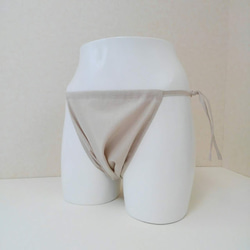 専用ページ　ハンドメイドふんどしパンツ２枚ブラセットアップベージュリネン100％ オーガニックコットン＆リネン ふんどしパンツ ベージュ ひも