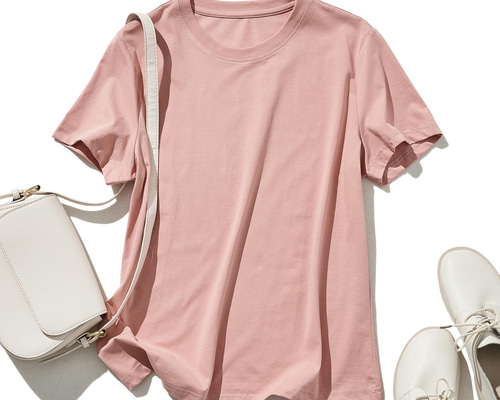 hina.t ピンク コットン Tシャツ ポケット付き ☆即納☆探し続けてきた！自慢であるコットン生地 ひんやり