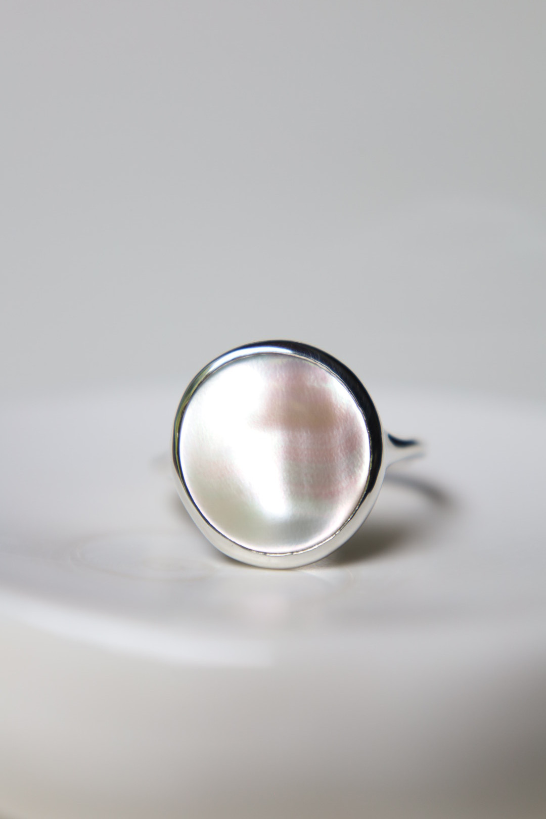 【Silver】夜光貝リング   波模様　12号