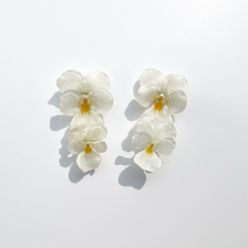 春ビオラ ピアス⁂ドライフラワー