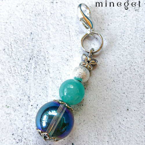 No.61天然石アマゾナイトチャーム&天然淡水パールチャーム No.61天然石アマゾナイトチャーム&天然淡水パールチャーム