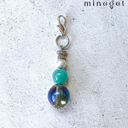 再販x8晴れやかブルー蝶 ブルーアクアオーラ アマゾナイトのチャーム