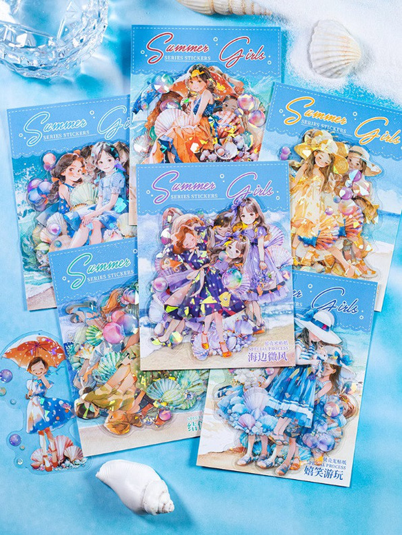 ❌即購入不可❌ 夏の女の子シリーズ 海外シール PETシール フレーク