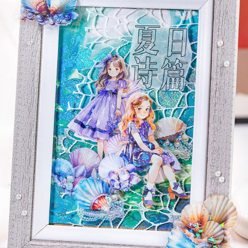 ラスト 夏の女の子シリーズ PETシール フレークシール コラージュ素材 6種類 ❌即購入不可❌ 夏の女の子シリーズ 海外シール PETシール