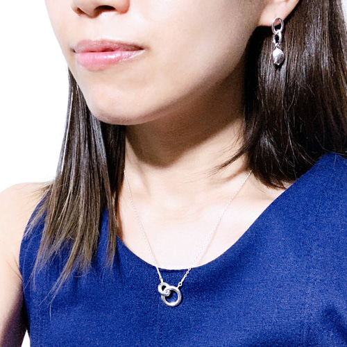 527Ar【リング】ネックレス　12mm　CZダイヤ　SV925　シルバー Silver925 ダブルリングネックレス シルバーアクセサリー