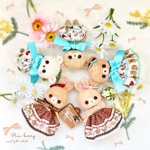 野うさぎモカちゃん♡クッキー柄スカート 羊毛フェルト Ria-berry 通販 