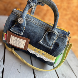 デニム2つ折り財布 デニムリメイク ハンドメイド 二つ折り財布 M.MARI