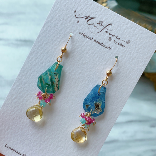 レシピNo.KR0861 ドイツ製アクリルのカラフルピアス4種 (スウィング