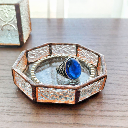 ステンドグラスのアクセサリートレイ（昭和レトロデザインガラス