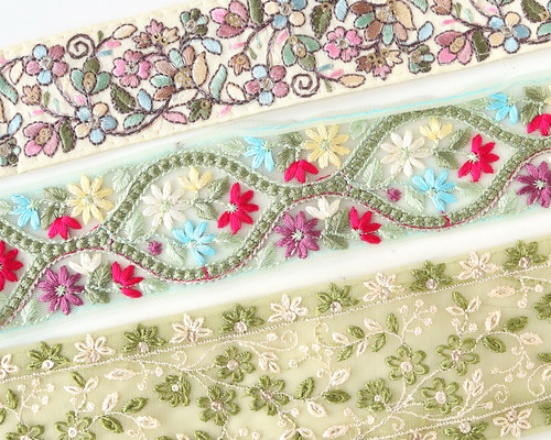Yuu☆インド刺繍リボン 新セット入荷！とっても素敵な刺しゅう！『インド刺繍リボン 約