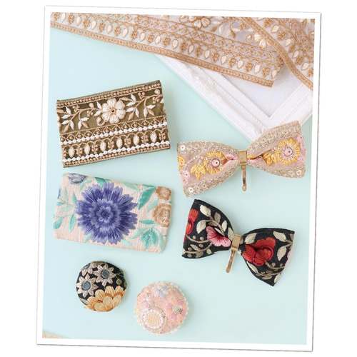 買取り実績  新セット入荷！とっても素敵な刺しゅう！『インド刺繍リボン 約 手提げ・レッスンバッグ・入園グッズ
