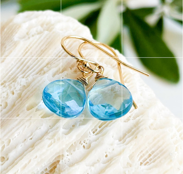 スイスブルートパーズのピアス・イヤリング～夏空の石 ピアス（フック