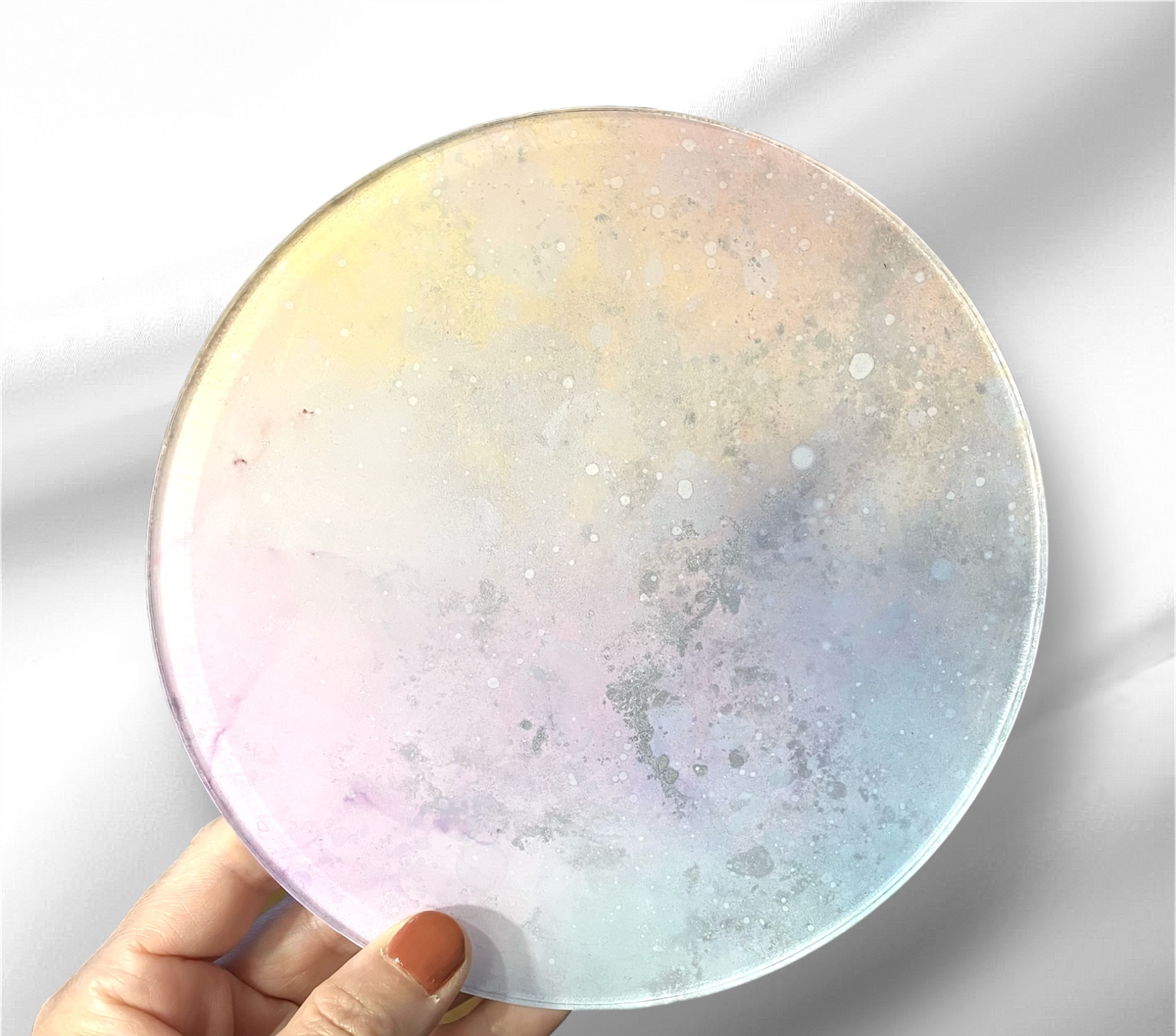 【一点もの】静かに彩るアルコールインクアート／15cmアクリルプレート