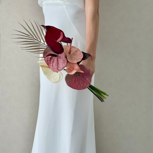 アンスリウム♪アームブーケ ウェディングブーケ ブートニア付き