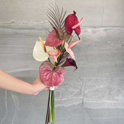 胡蝶蘭　アンスリューム✴︎ アンティークピンク　アームブーケ&ブートニアset 胡蝶蘭 アンスリューム✴︎ アンティークピンク アームブーケ