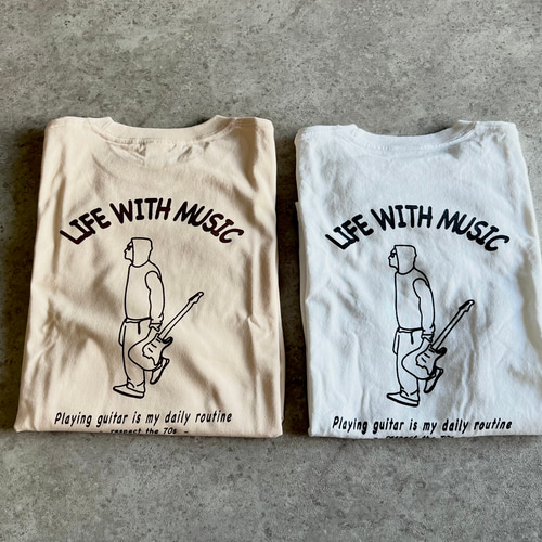 ギター女性プリント Tシャツ ブラウン系 ギター女性プリント Tシャツ ブラウン系 bg003tee-wh.jpg