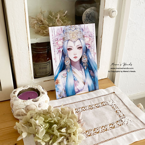 user_5e436d8a【AIアート】白龍と花の姫シリーズ3点木花咲耶姫 404 ヒーリングアート 《木花咲耶姫》 アクリル画その3｜白龍