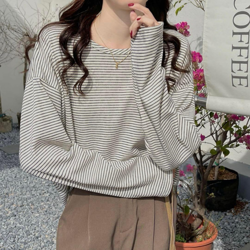 ボーダーTシャツ カットソー クルーネック ロンT レディース