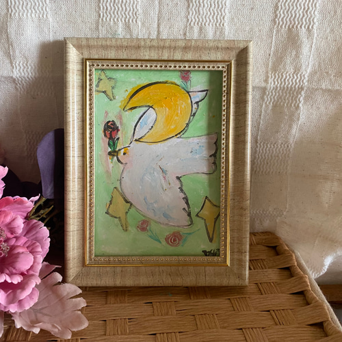 白い鳩の油彩画　油絵　動物画　インテリア　絵画 Amazon.co.jp: 絵画 飛んでいる白い鳩インテリア 絵画 ポスター