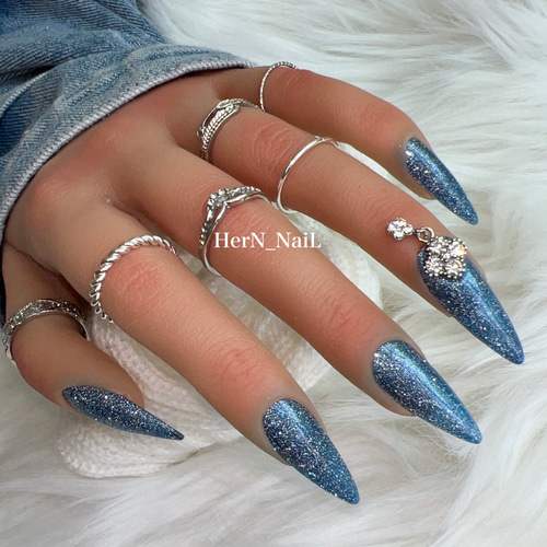 フラッシュ》ブルーフラッシュネイルチップ ネイルチップ（つけ爪