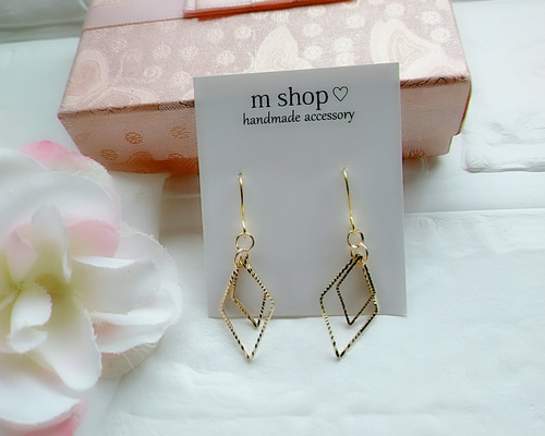 ハンドメイドピアス3377 ハンドメイドピアス ピアス（フック・チェーン） m shop 通販