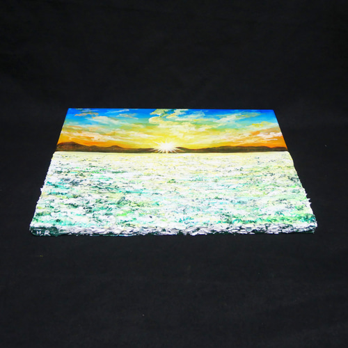 油絵 油彩 油彩画 絵 絵画 【草原に咲く白い花と朝日】 絵画 HR 通販