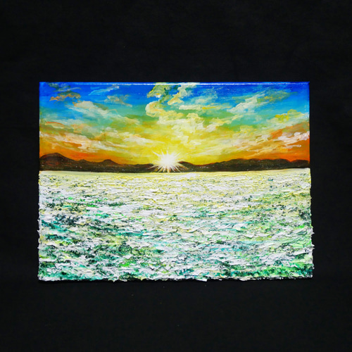 油絵 油彩 油彩画 絵 絵画 【草原に咲く白い花と朝日】 絵画 HR 通販