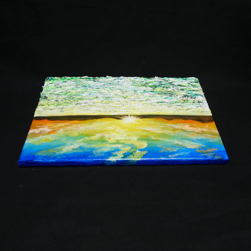 油絵 油彩 油彩画 絵 絵画 【草原に咲く白い花と朝日】 絵画 HR 通販