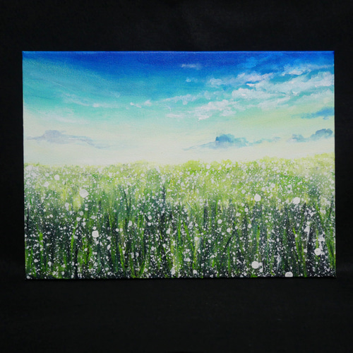 油絵 油彩 油彩画 絵 絵画 【草原に咲く白い花】 油絵 油彩 油彩画 絵 絵画 【草原に咲く白い花】 | HIROSHI1990