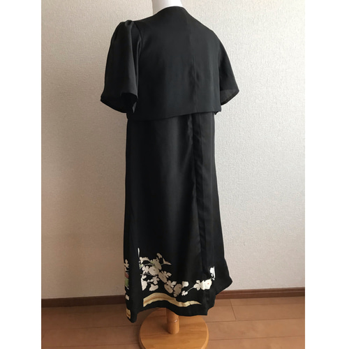54☆黒留袖☆着物リメイク☆ワンピース＆ボレロ☆M☆一点物