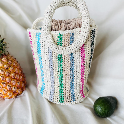 アメリカ通販ファッション エコアンダリヤのかごバッグ rainbow bag（サントリーニ stripe バッグ