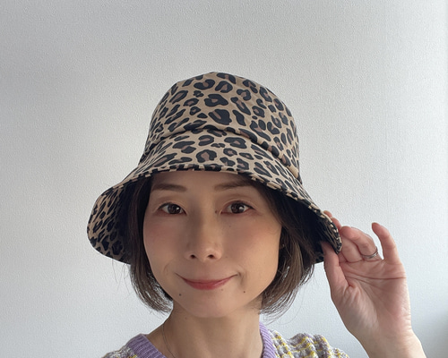 58cm バケットハット ひょう柄 バケハ 帽子 大人可愛い クール