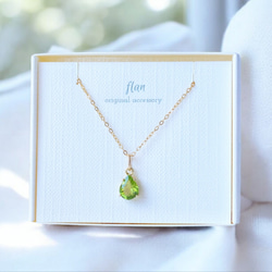 14kgf ペリドットのネックレス 爽やか グリーン ギフト ゴールド 金属