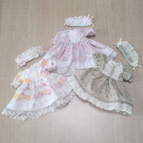 小さなお洋服＊人形服25cm＊メルちゃんサイズ＊ワンピース＆ヘアドレス