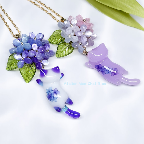 【美品】ビンテージ 紫色 花模様 ガラスネックレス✨ 12342877_2.jpg