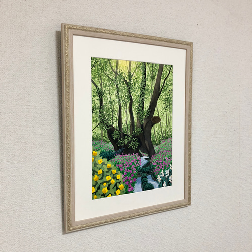 絵画「森はカタクリの花盛り」 水彩画 （hat－takaoの