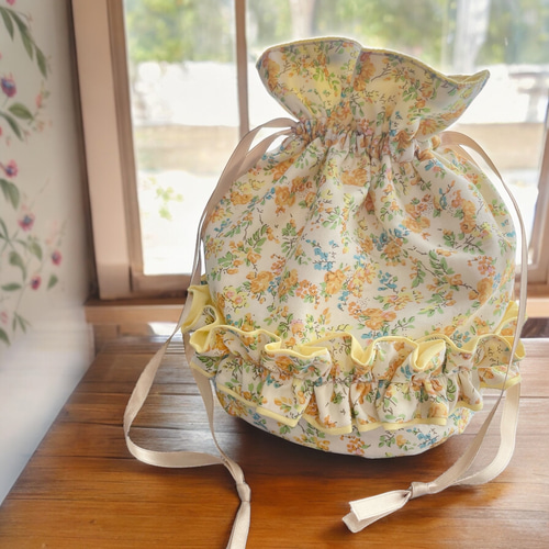 ハンドメイド♡リバティプリント フリル巾着