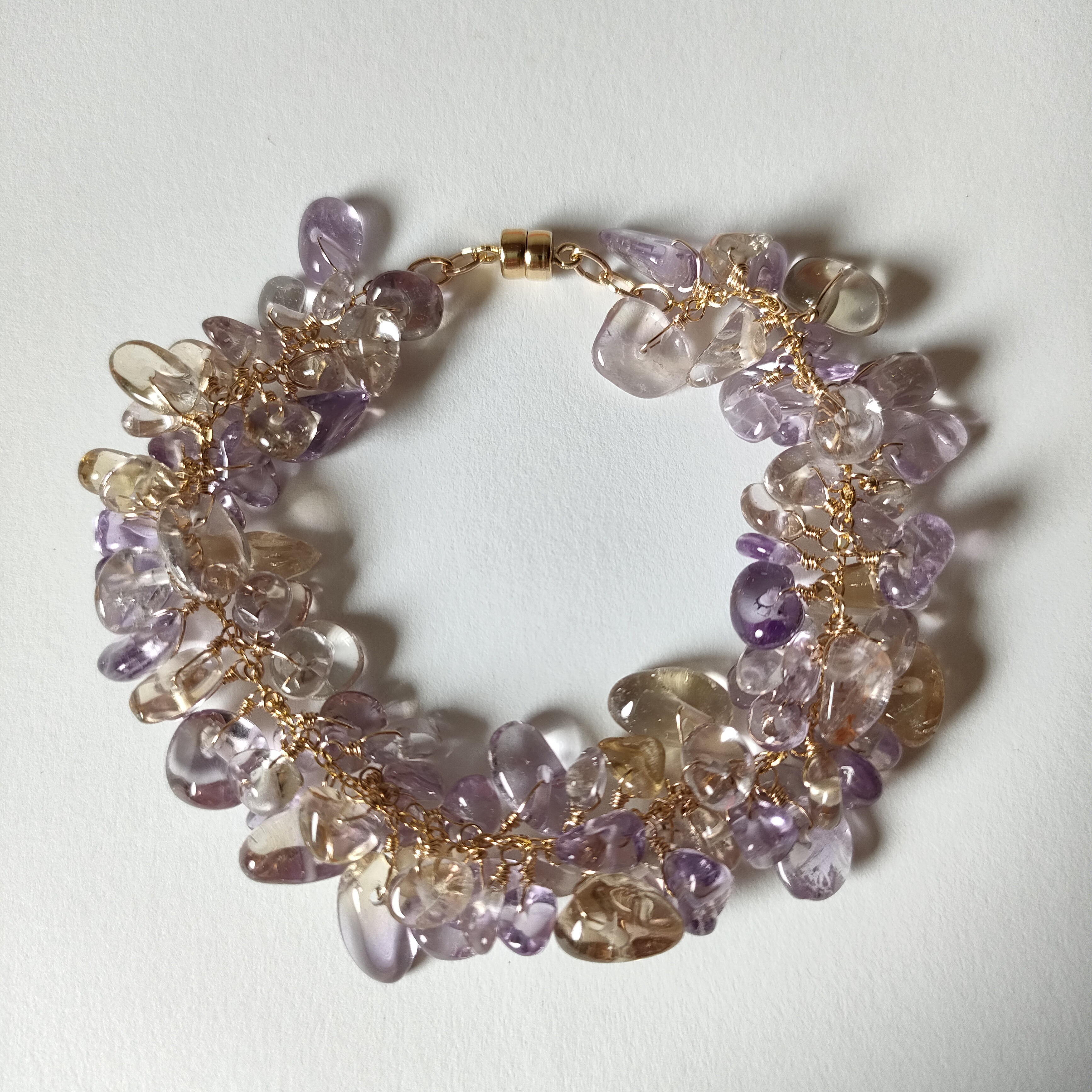 ピンクアメジスト×シトリン 14kgfブレスレット マグネット式 全長約17cm メルカリshops掲載済