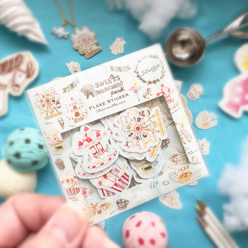 スイーツがいっぱい！スイーツの遊園地 フレークシール シール