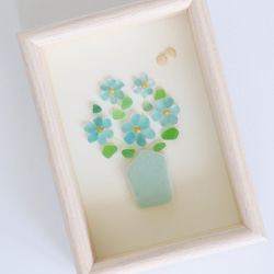 シーグラスアート『ちいさな花束』/花/シーグラス/水色/ガラス