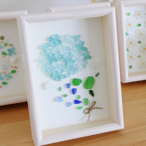 シーグラスアート『紫陽花の花束』/シーグラス/あじさい/梅雨 シーグラスアート『紫陽花の花束』/シーグラス/あじさい/梅雨