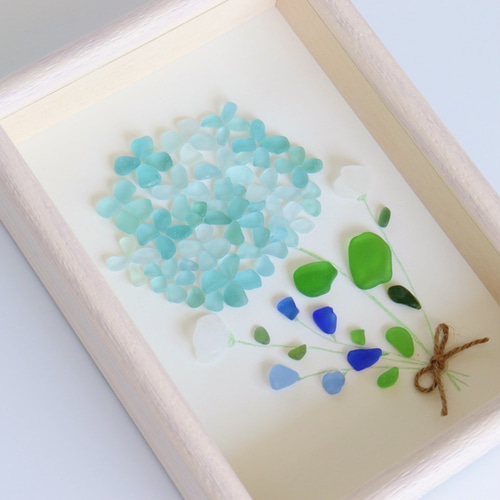 シーグラスアート『紫陽花の花束』/シーグラス/あじさい/梅雨 シーグラスアート『紫陽花の花束』/シーグラス/あじさい/梅雨