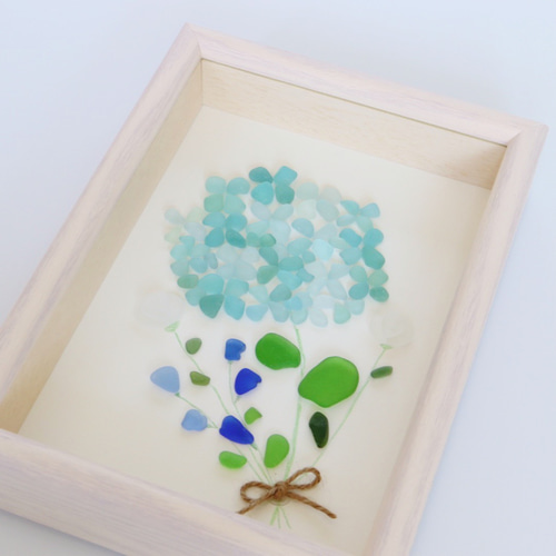 シーグラスアート『紫陽花の花束』/シーグラス/あじさい/梅雨