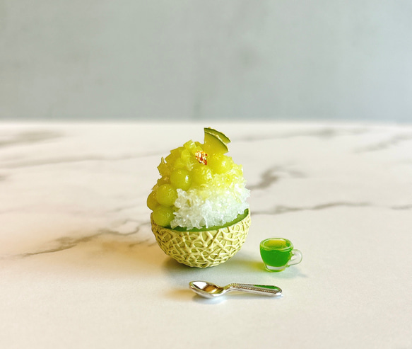 【 まるごとメロンのかき氷スイーツセット 】 ミニチュア 丸ごとメロンかき氷セット その他置物 megu miniature 通販
