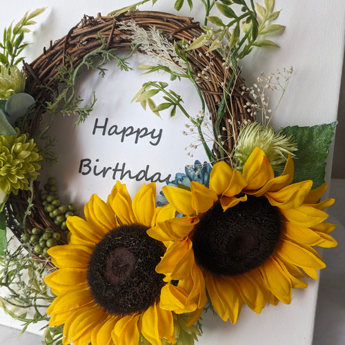 creema限定】ひまわりリースのキャンバスボード（アーティフィシャル  