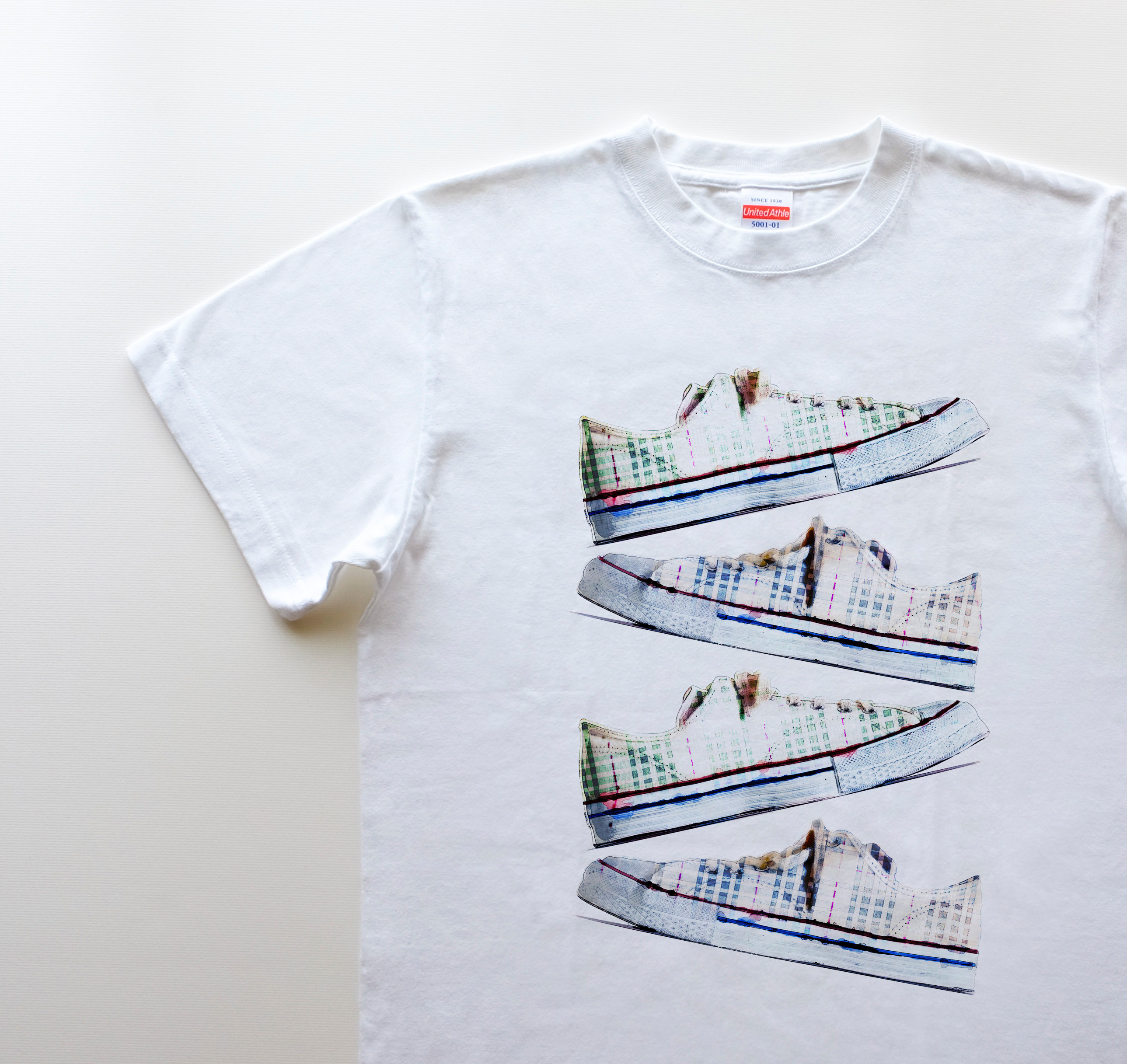 ◆ ピタゴラチェック 5.6oz　Tシャツ / ２colors