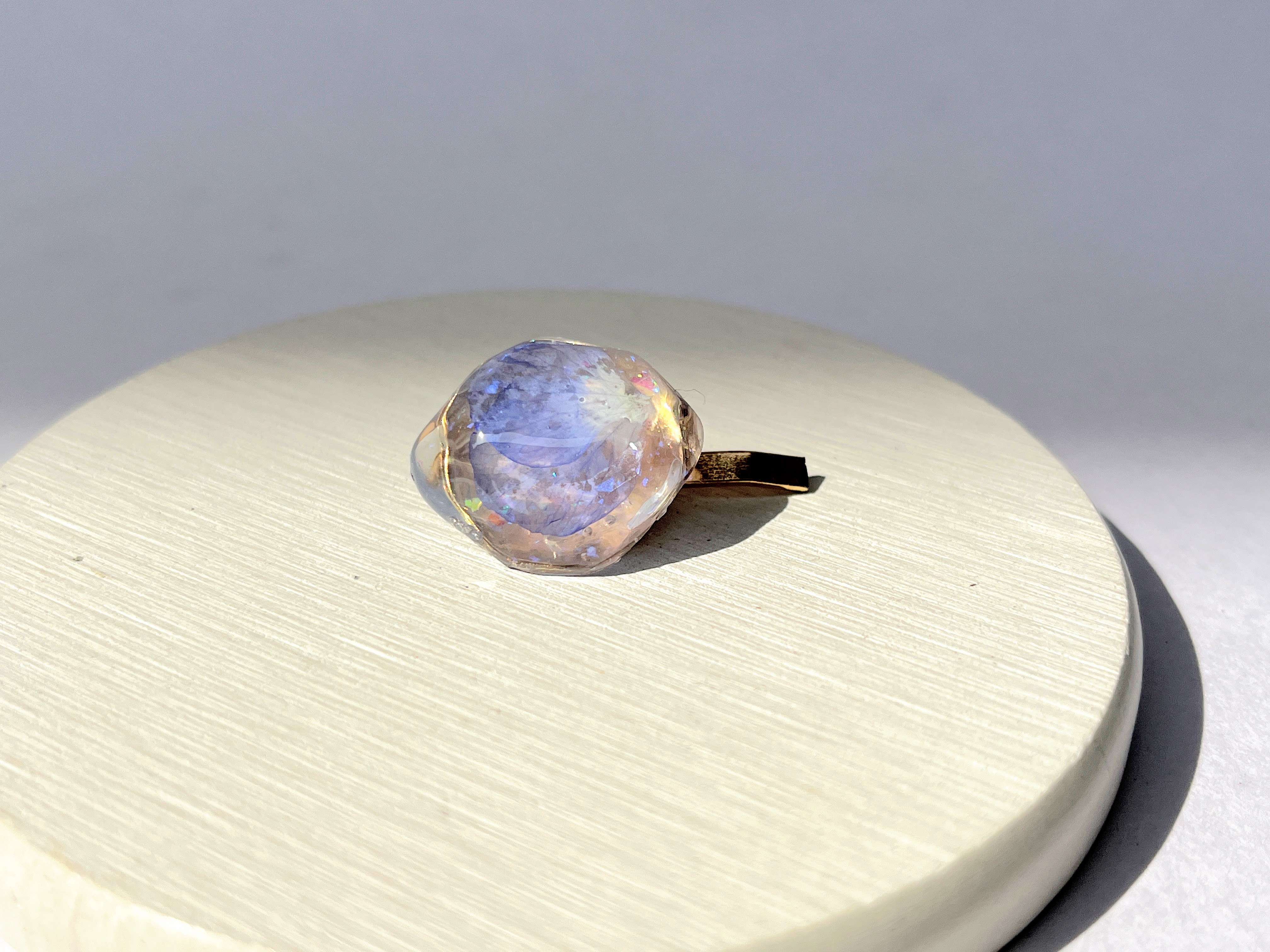 レジンヘアゴム 紫陽花 ビオラ ブルー 2連 綺麗個性的 レジンヘアゴム