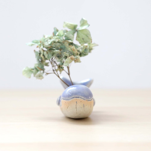 クジラの花挿しオブジェ 海のブルー ＊ ドライフラワー付き 一輪挿し