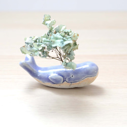 クジラの花挿しオブジェ 海のブルー ＊ ドライフラワー付き 一輪挿し