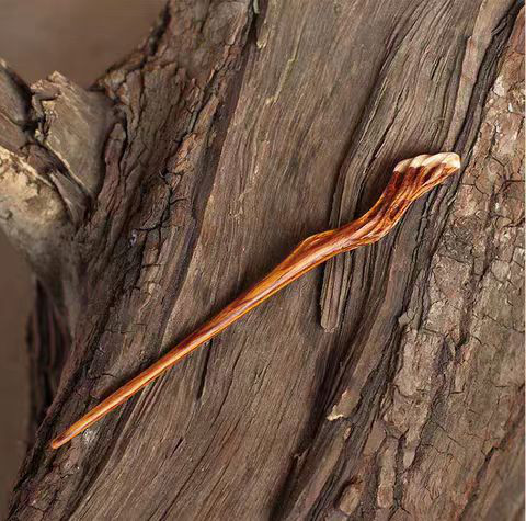 ハンドメイド かんざし 手作り 無機 木簪 黄檀 鹿の角 マジェステ 和装髪飾り ヘアアクセサリー 誕生日 記念日